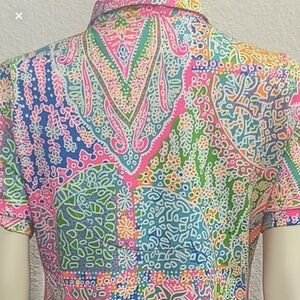 Resort Golf Dress Bright Paisley Print Pockets Preppy Summer